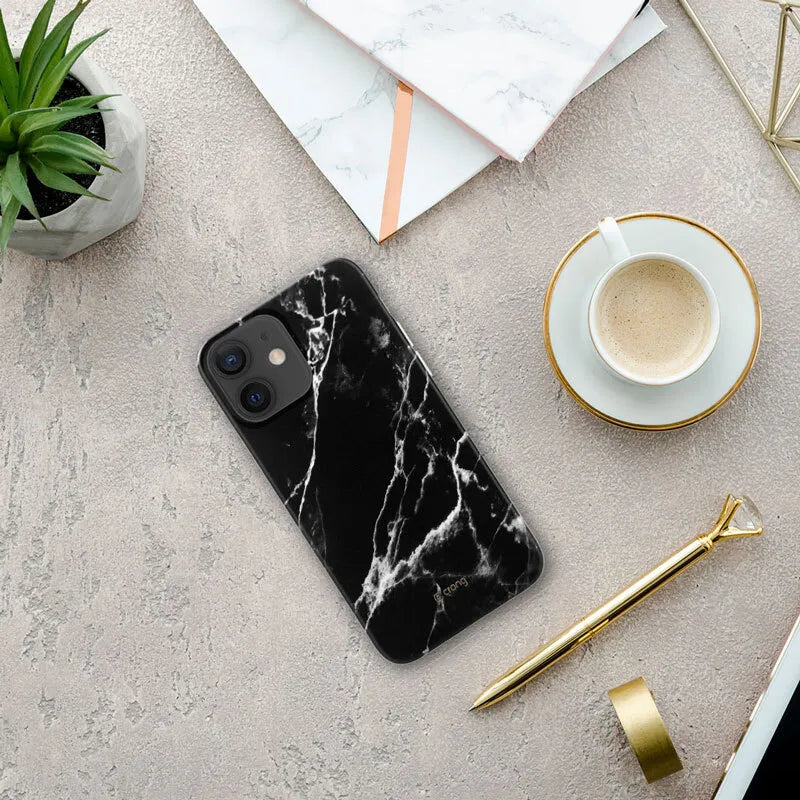 Crong Marble Case – iPhone 12 Mini dėklas (juodas)