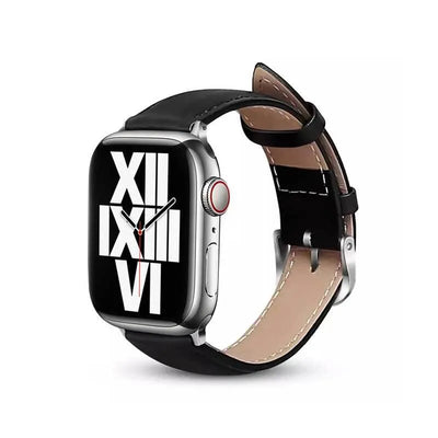 Crong Noble Band - natūralios odos dirželis Apple Watch 44/45/46/49 mm (juodas)