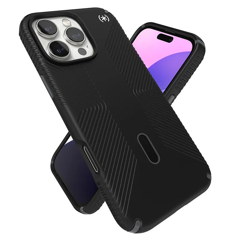 Speck Presidio2 Grip ClickLock & MagSafe – iPhone 16 Pro Max dėklas (juodas / skalūno pilkas / baltas)