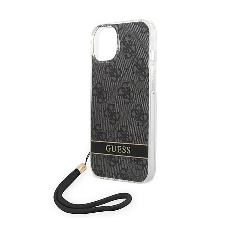 „Guess 4G Print Cord“ – dėklas „iPhone 14 Plus“ telefonui (juodas)
