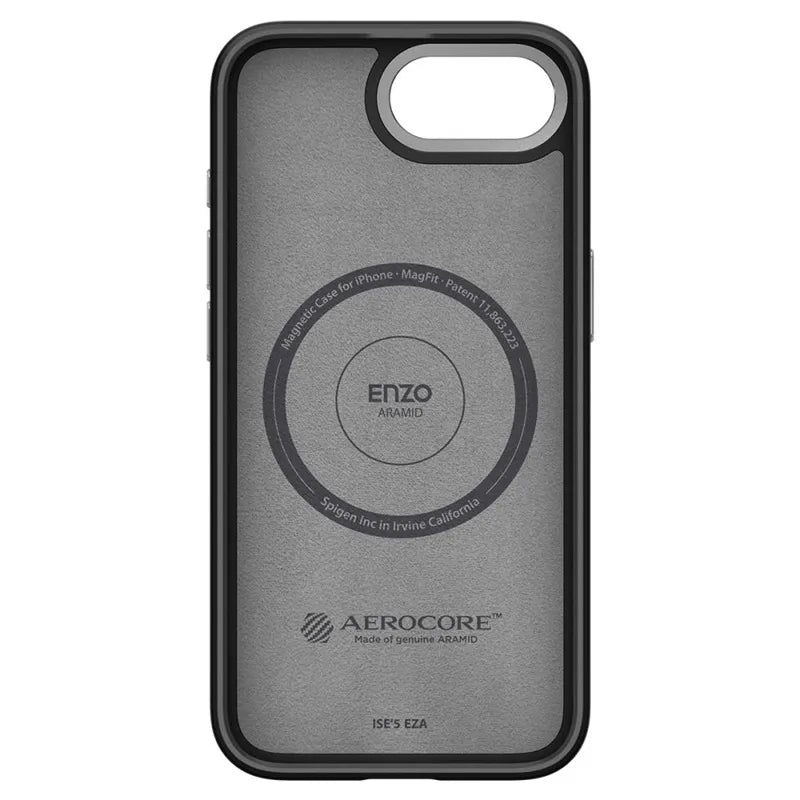 Spigen Enzo Aramid Mag MagSafe – dėklas iPhone 17e / 16e (juodas)