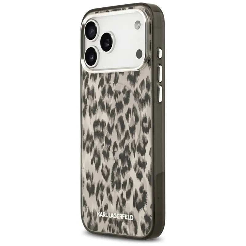 Karl Lagerfeld IML Leopard Pattern MagSafe – dėklas, skirtas iPhone 17 Pro Max (rudas)