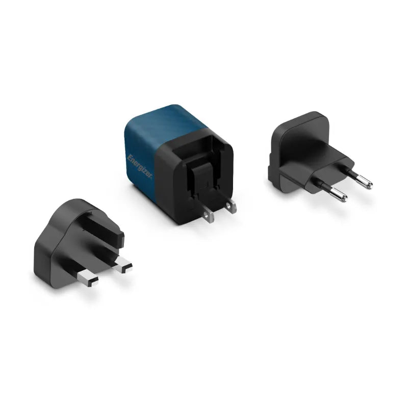Energizer Ultimate - Multiplug ES / JK / JAV GaN 20W PD tinklo įkroviklis (mėlynas)