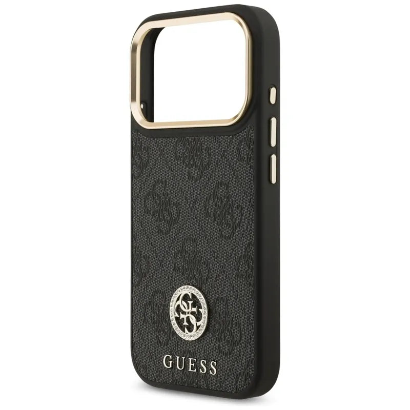 Guess 4G Strass Logo MagSafe - Dėklas iPhone 17 Pro (juodas)