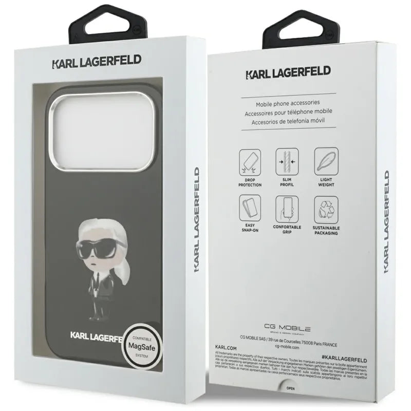Karl Lagerfeld IML Aquarelle Karl & Logo MagSafe – Dėklas iPhone 17 Pro (juodas)