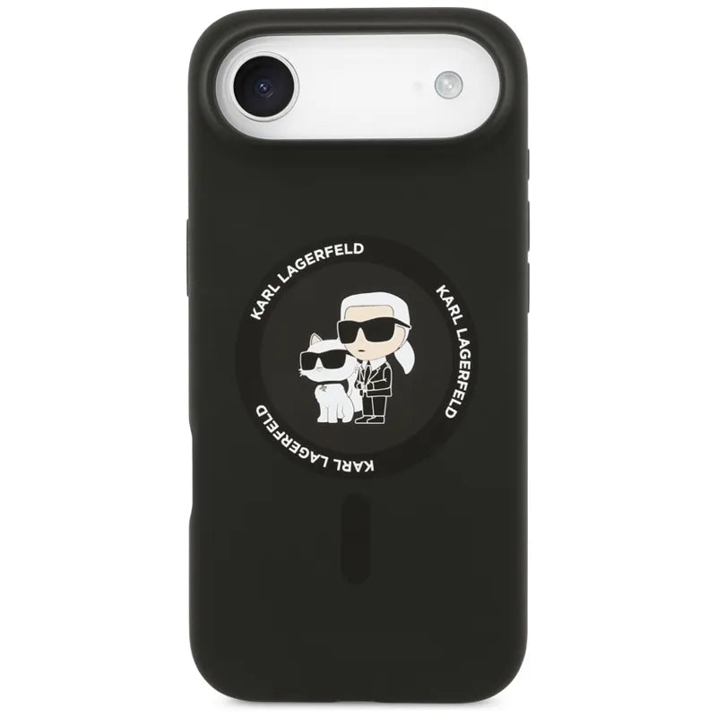 Karl Lagerfeld Silicone Karl & Choupette Ring MagSafe – dėklas iPhone Air (juodas)