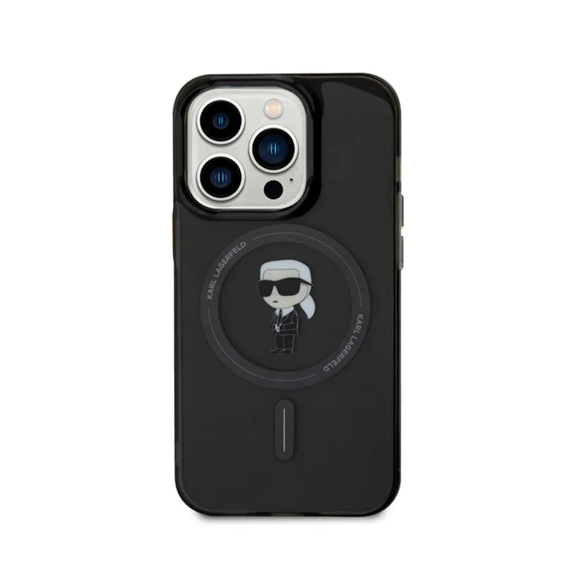 Karl Lagerfeld IML Ikonik MagSafe – dėklas iPhone 15 Pro (juodas)