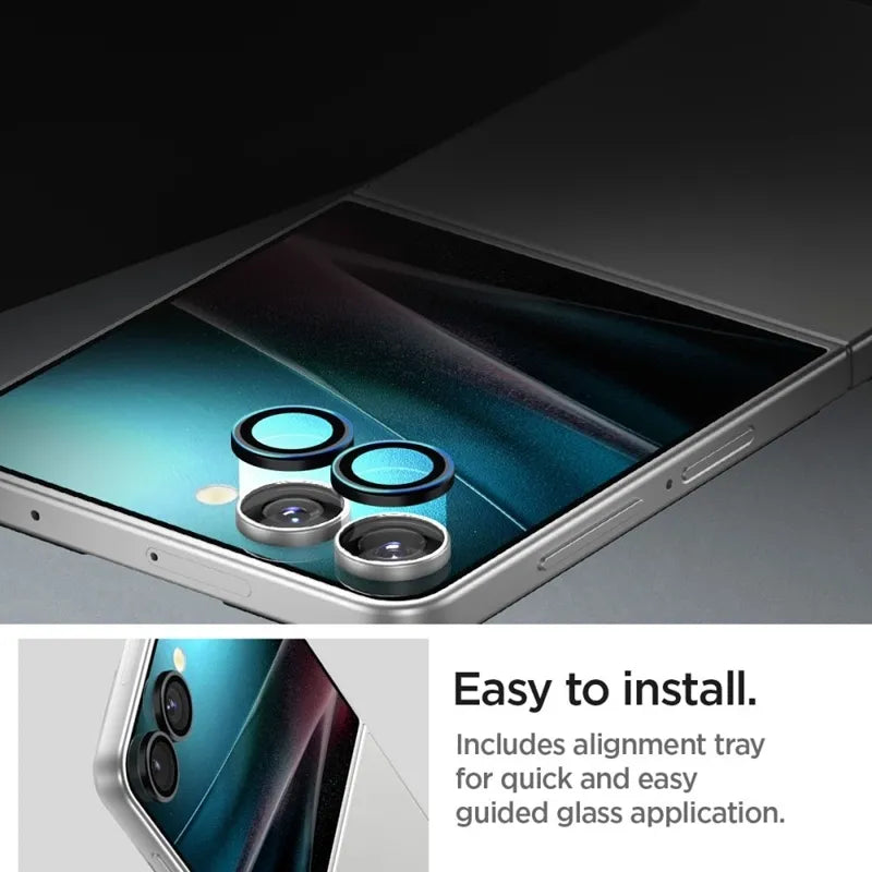 Spigen Optik Pro HD GLAS.TR EZ Fit fotoaparato apsauga, 2 vnt. – Objektyvo apsauga Samsung Galaxy Z Flip 7 (juoda)