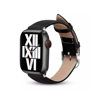 Crong Noble Band - natūralios odos dirželis Apple Watch 44/45/46/49 mm (juodas)