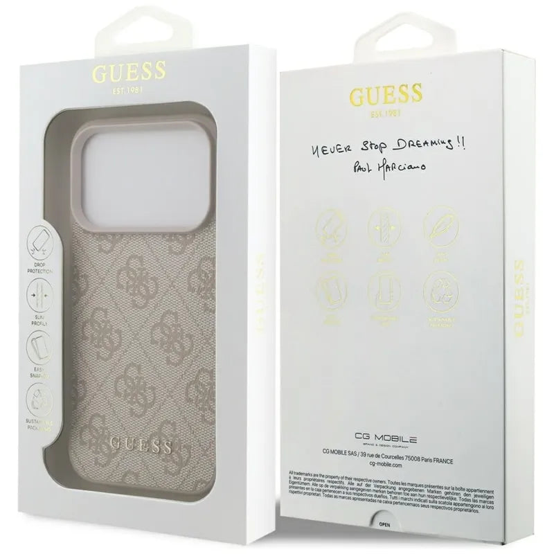 Guess 4G Classic – dėklas iPhone 17 Pro (rožinis)