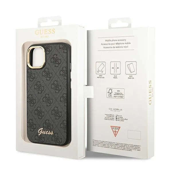 Guess 4G Metal Camera Outline dėklas – dėklas iPhone 14 Plus telefonui (juodas)