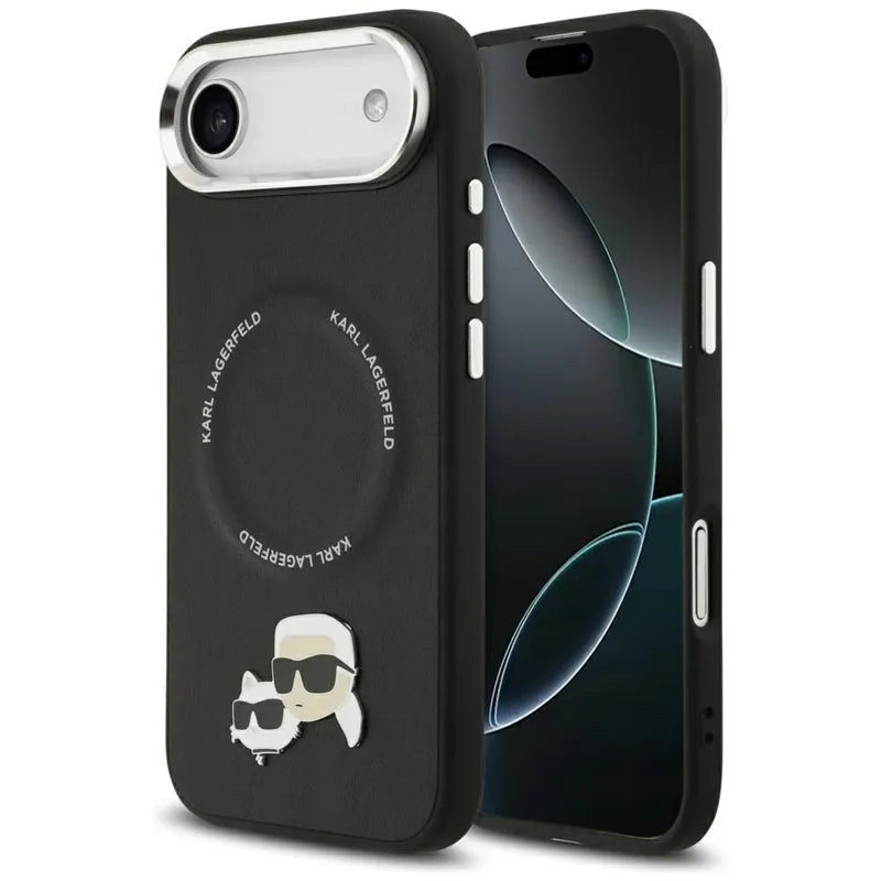 Karl Lagerfeld Karl & Choupette Pins MagSafe – dėklas iPhone Air (juodas)