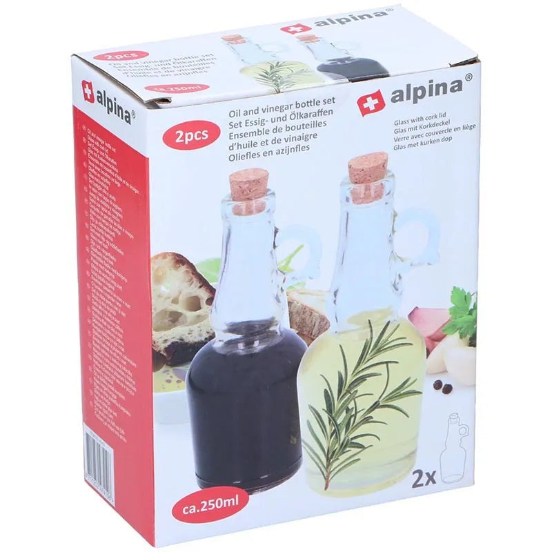 Alpina – Stiklinis buteliukas su kamščiu aliejui/actui 250 ml, 2 vnt.