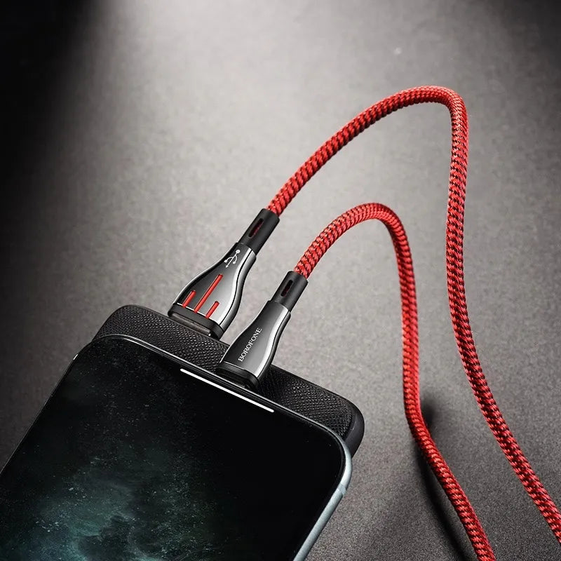 Borofone Highway – 1,2 m USB į Lightning jungties laidas (juodas / raudonas)