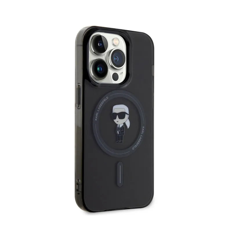 Karl Lagerfeld IML Ikonik MagSafe – dėklas iPhone 15 Pro (juodas)