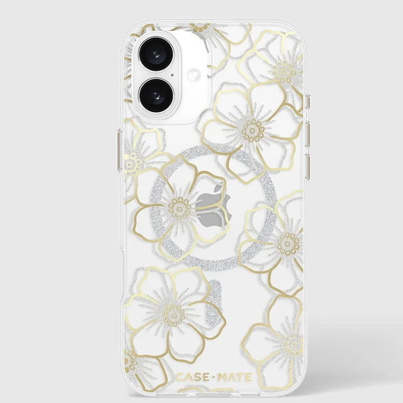 Case-Mate Floral Gems MagSafe – dėklas „iPhone 16 Plus“ (auksinis)