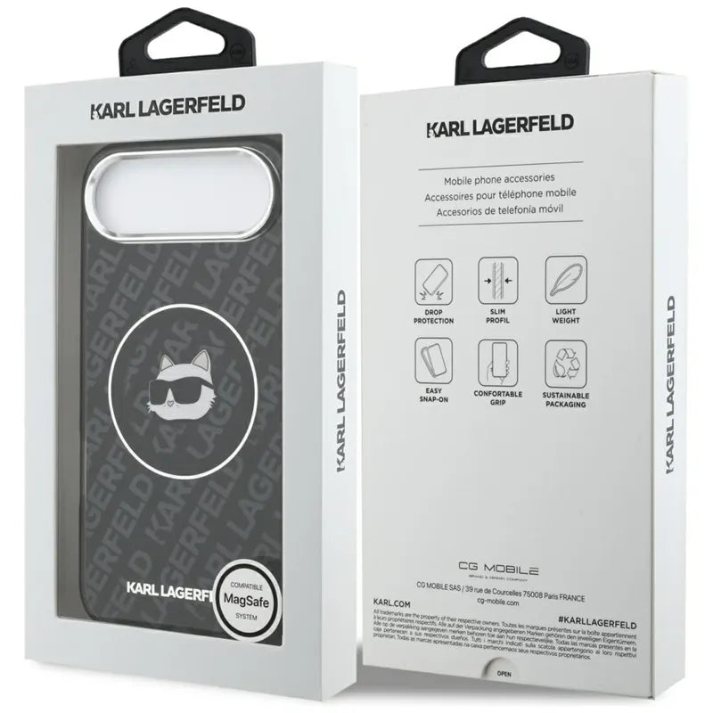 Karl Lagerfeld IML Choupette Head Logo MagSafe – dėklas iPhone Air (juodas)