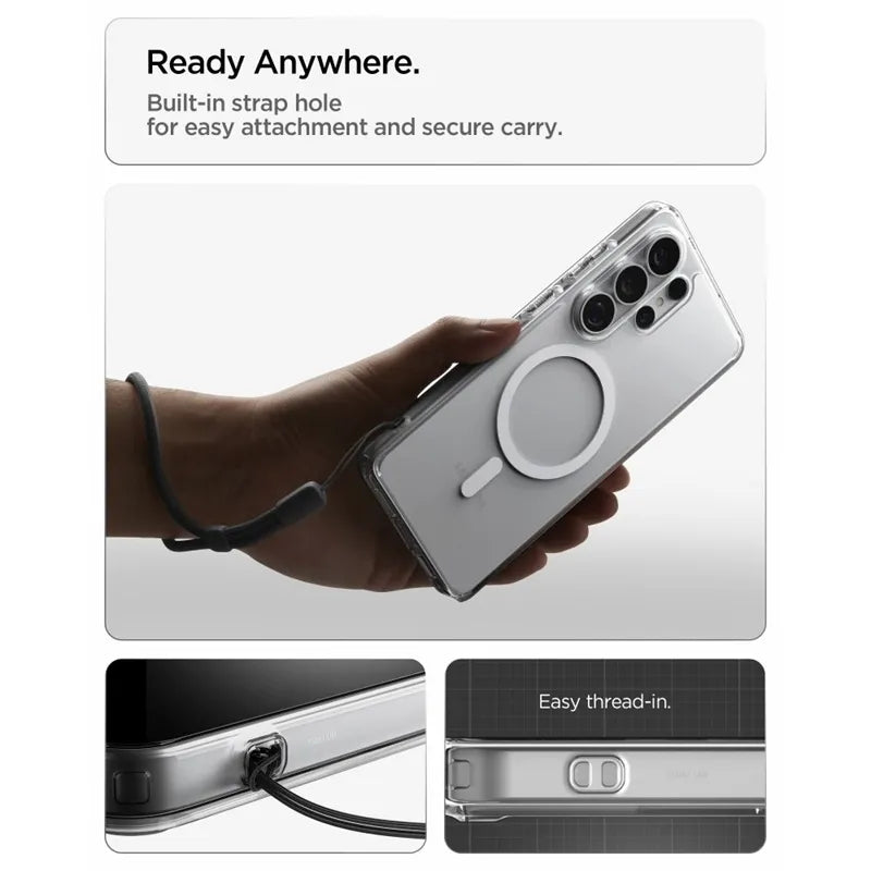 Spigen Ultra Hybrid Mag MagSafe – dėklas Samsung Galaxy S26 Ultra (skaidrus/baltas)