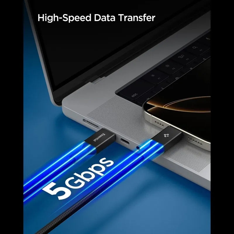 Spigen EB10015CC Essential - USB-C į USB-C PD laidas 100W 1.5m (Juodas)