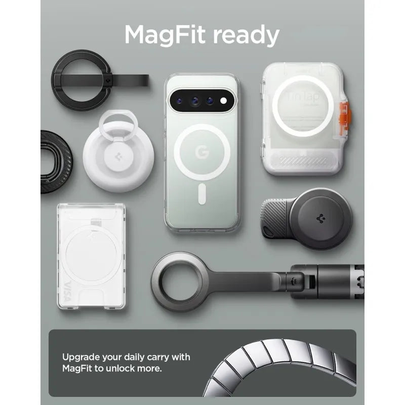 Spigen Ultra Hybrid Mag MagSafe – dėklas Google Pixel 11 Pro (skaidrus/baltas)