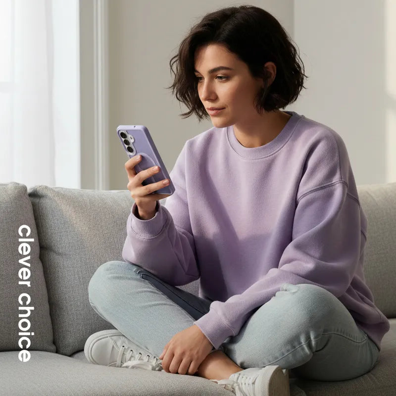 Crong Hybrid Matte Magnetic – MagSafe dėklas Samsung Galaxy A57 (levandos spalvos)