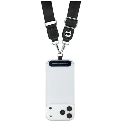 Karl Lagerfeld Universal Crossbody Strap Tether Patch Choupette Metal Logo – universalus telefono dirželis (juodas)