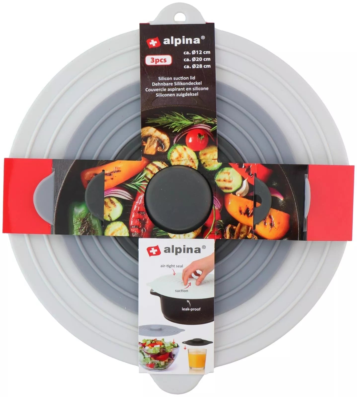 Alpina universalių silikoninių dangčių rinkinys Ø12/20/28 cm 871125217888