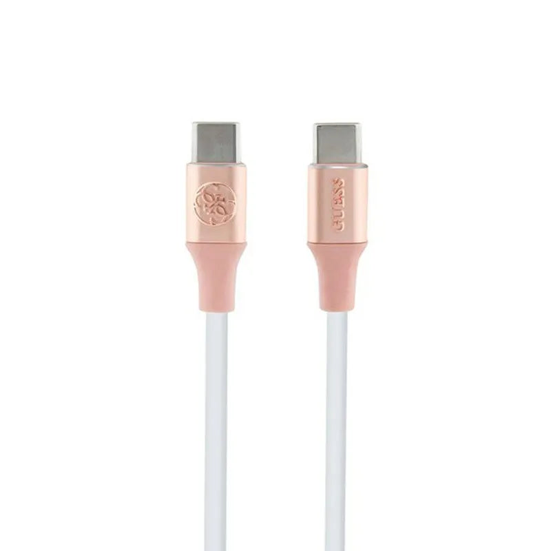 „Guess“ Ebossed Logo – USB-C į USB-C greitojo įkrovimo laidas 1,5 m (rožinis)