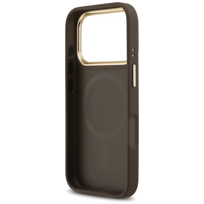 Guess 4G Strass Logo MagSafe - Dėklas iPhone 17 Pro (Rudas)