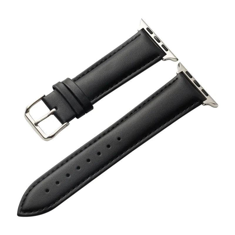 Crong Noble Band - natūralios odos dirželis Apple Watch 44/45/46/49 mm (juodas)