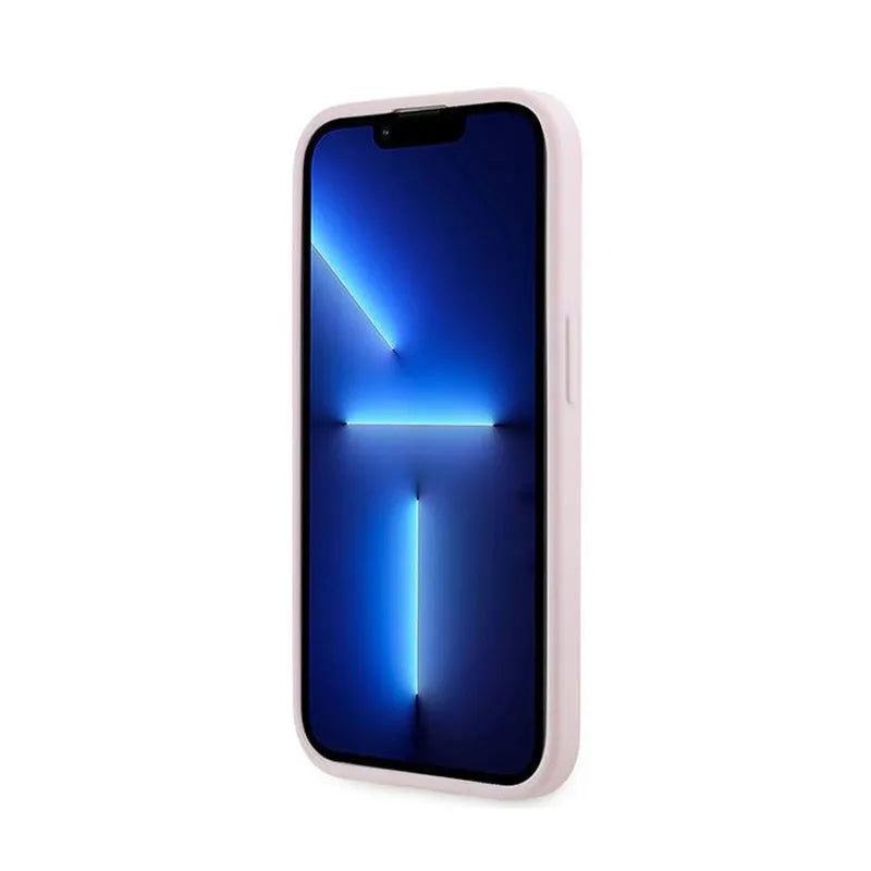 Karl Lagerfeld Diagonal Quilted Script – dėklas iPhone 14 Pro (rožinis)