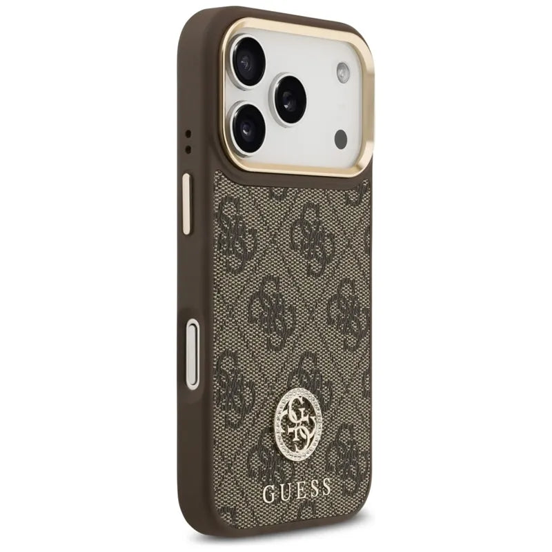 Guess 4G Strass Logo MagSafe - Dėklas iPhone 17 Pro (Rudas)
