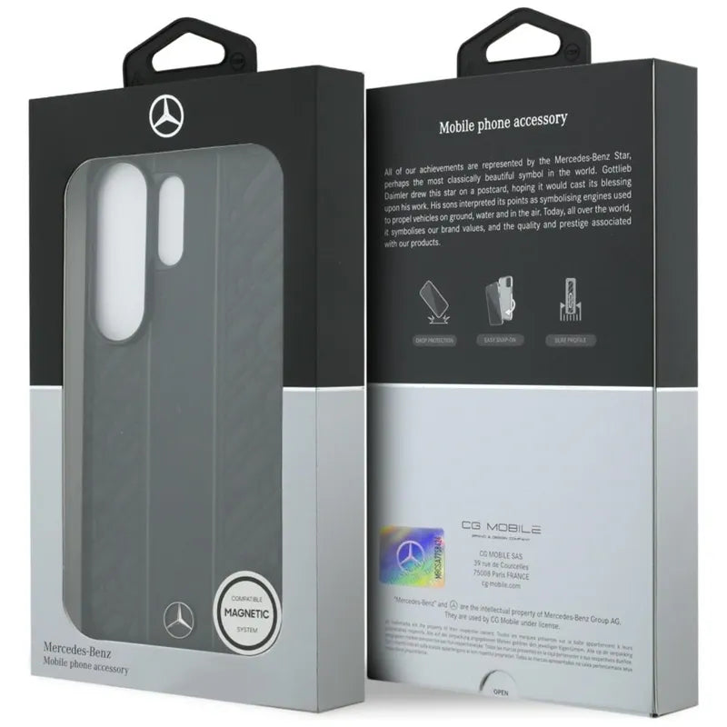 Mercedes Laurel Leaves Vertical Stripes MagSafe dėklas Samsung Galaxy S26 Ultra (juodas)
