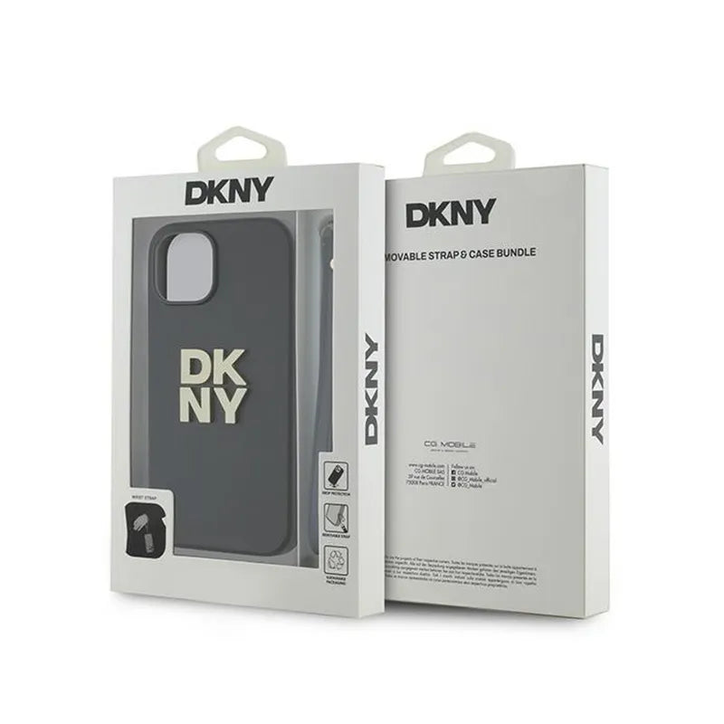 DKNY Wrist Strap Stock Logo – dėklas iPhone 14 / 15 / 13 (juodas)