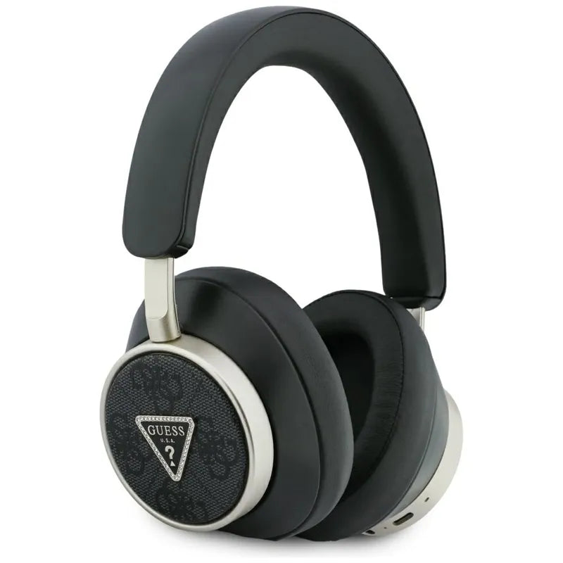 Guess 4G Triangle Logo – belaidės „Bluetooth V5.4“ ENC „on-ear“ ausinės (juodos)