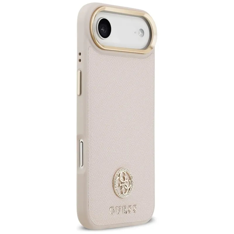 Guess Grained Strass Logo MagSafe – Dėklas iPhone Air (rožinis)