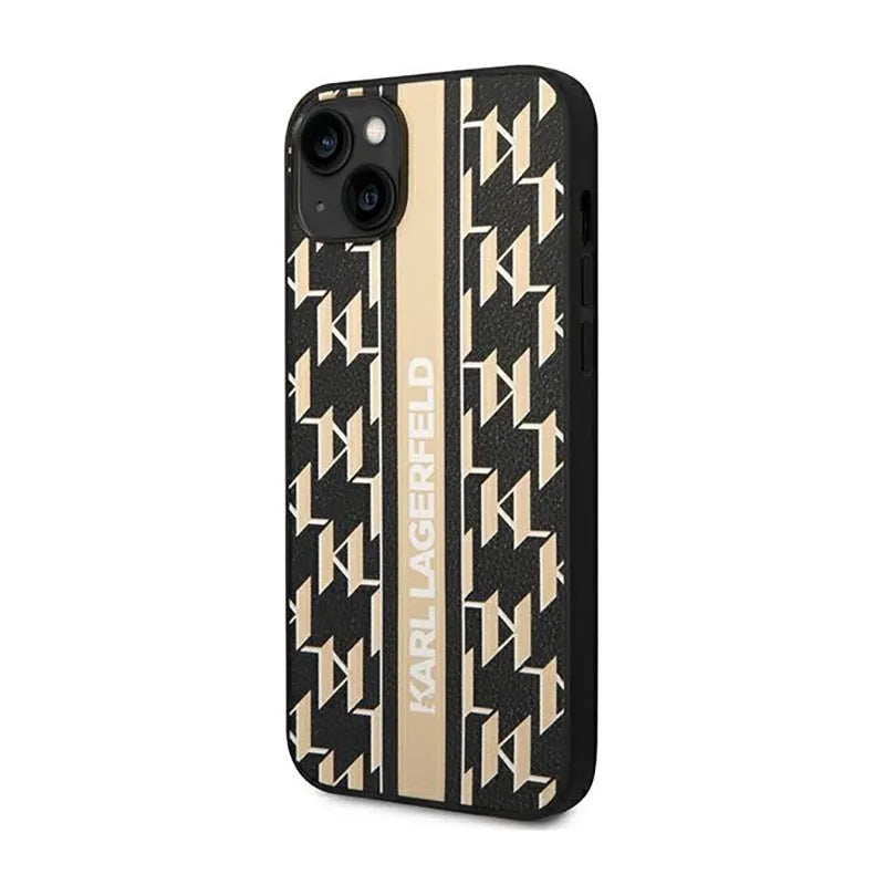 Karl Lagerfeld Monogram Stripe – Dėklas iPhone 14 Plus (Rudas)