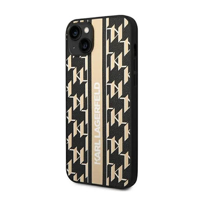 Karl Lagerfeld Monogram Stripe – Dėklas iPhone 14 Plus (Rudas)