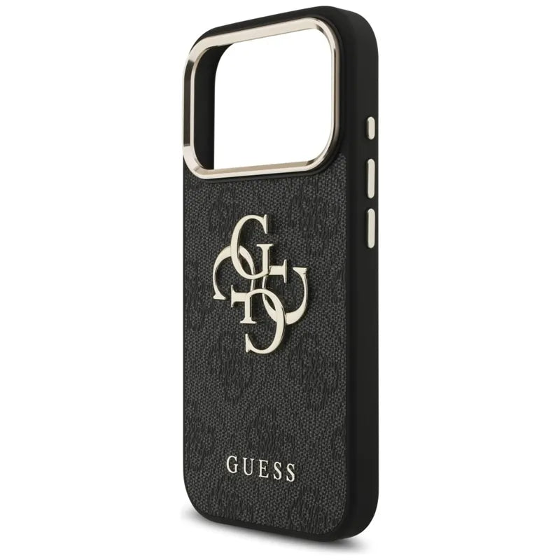 Guess 4G Big 4G Classic Logo – dėklas iPhone 17 Pro (juodas / auksinis)