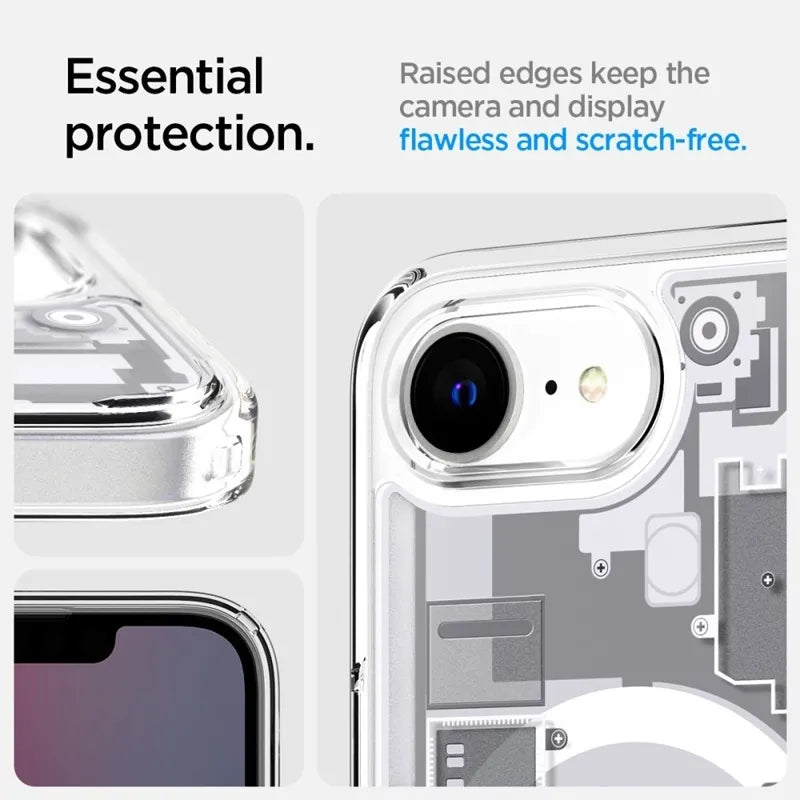 Spigen Ultra Hybrid Mag MagSafe – dėklas skirtas iPhone 17e / 16e (Zero One White)