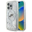 Karl Lagerfeld Liquid Glitter Karl & Choupette Head MagSafe – dėklas iPhone 16 Pro Max (skaidrus)