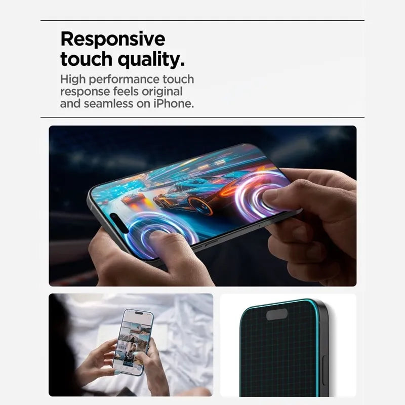 „Spigen Glas.tR AlignMaster Slim 3-Pack“ – grūdintas stiklas, skirtas „Apple iPhone 17“ (3 vnt.)