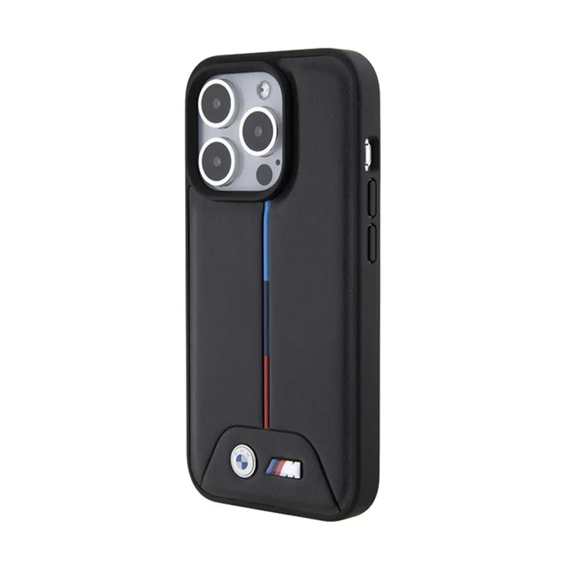 BMW Quilted Tricolor dėklas, skirtas iPhone 15 Pro (juodas)