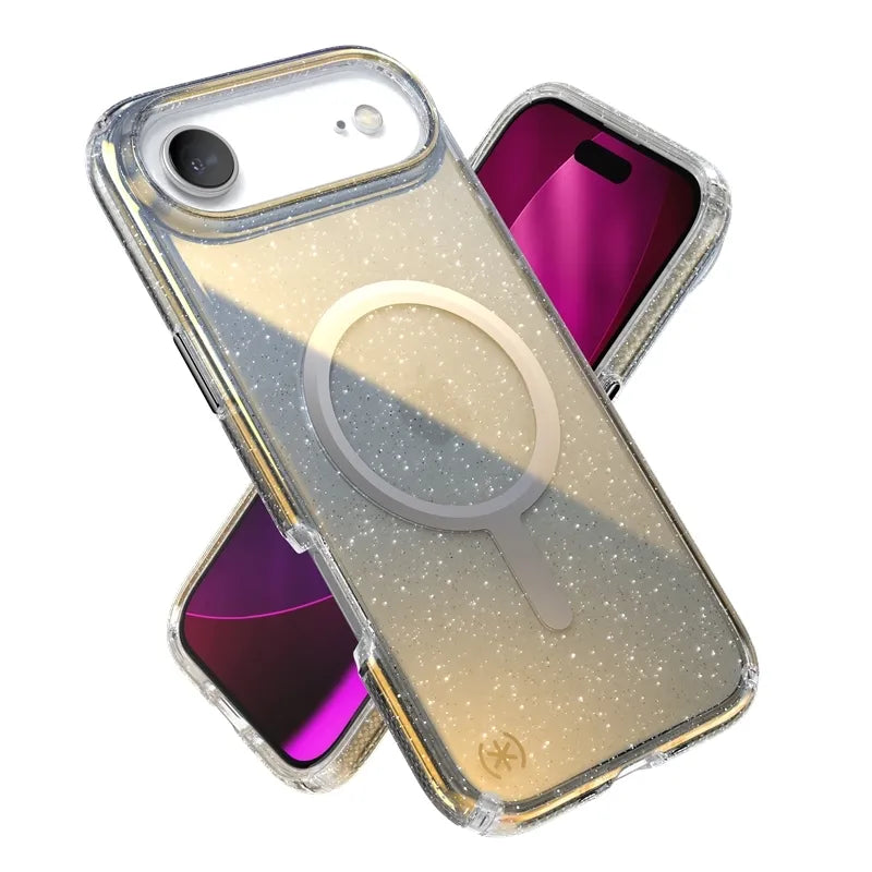 Speck Presidio Lux MagSafe - dėklas iPhone Air (Hyper Mirror Glitter / Silver Metallic)