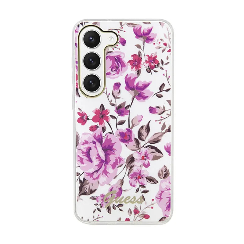 „Guess Flower Collection“ – dėklas Samsung Galaxy S23+ (baltas)