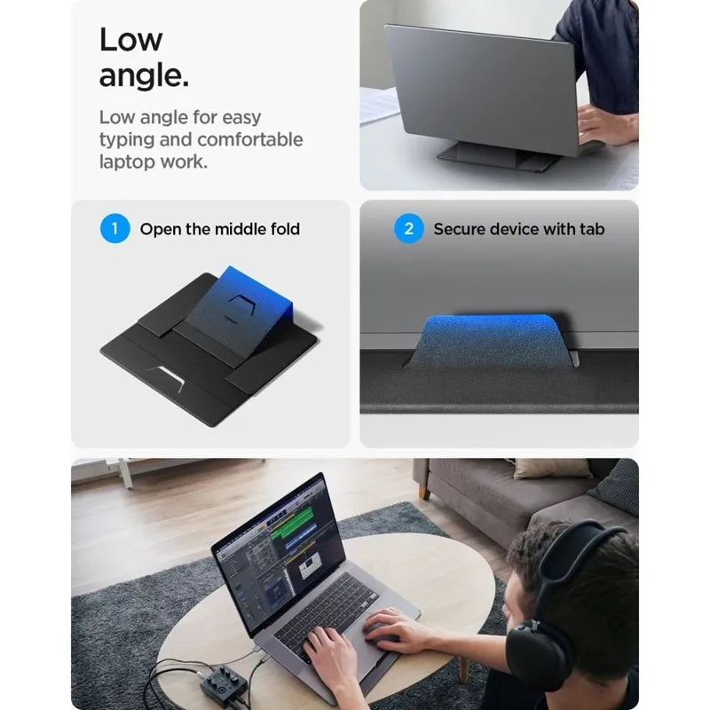 Spigen LD201-S8 Slimfold – Nešiojamojo kompiuterio / planšetės stovas (Space Grey)
