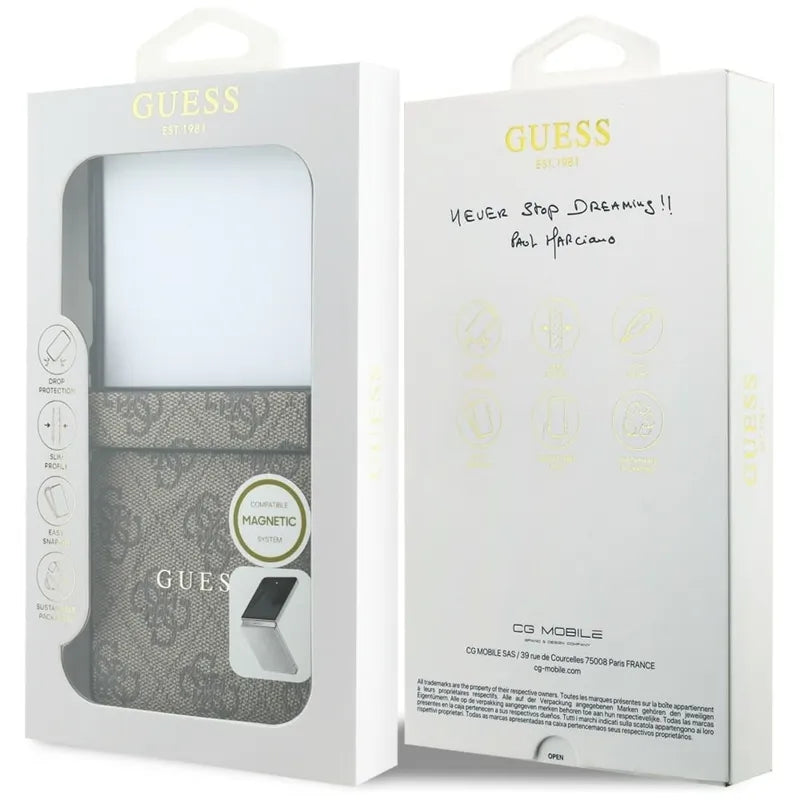 Guess 4G Classic MagSafe – Samsung Galaxy Z Flip 8 dėklas (rudas)