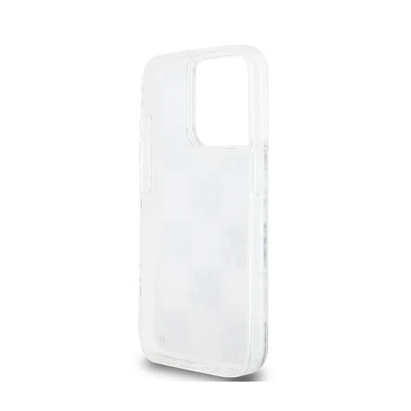 DKNY Liquid Glitter Multilogo – dėklas iPhone 15 Pro (baltas)