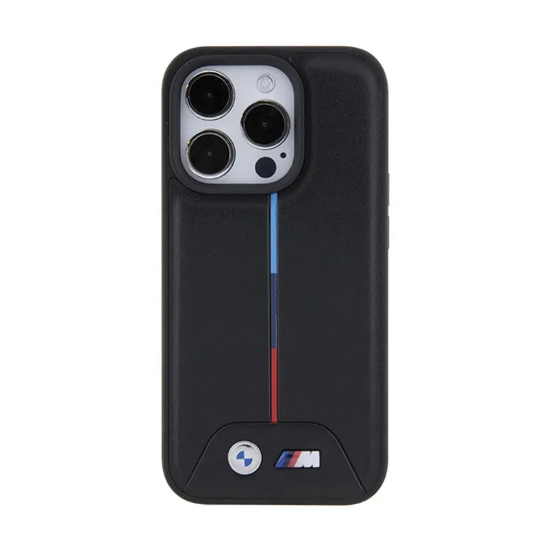 BMW Quilted Tricolor dėklas, skirtas iPhone 15 Pro (juodas)