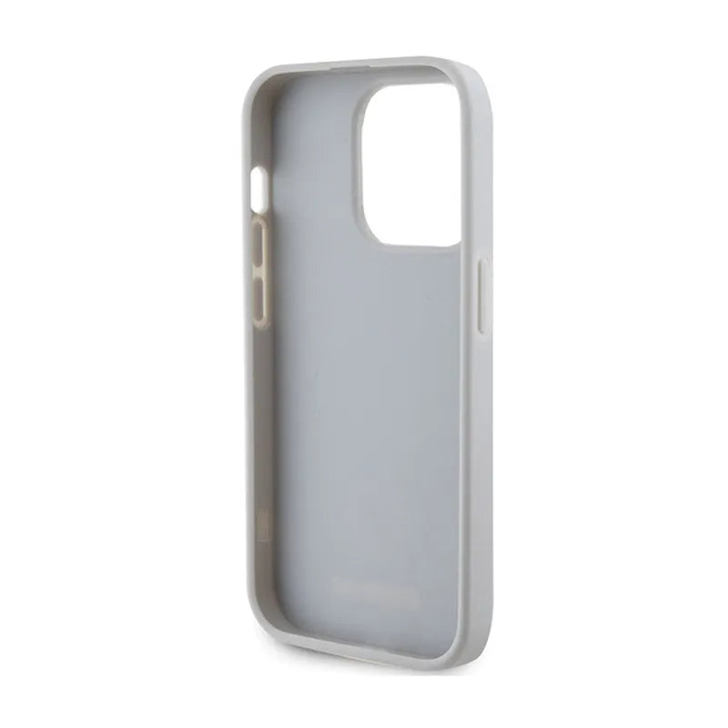 Guess 4G Strass Metal Logo - dėklas iPhone 15 Pro (sidabrinis)